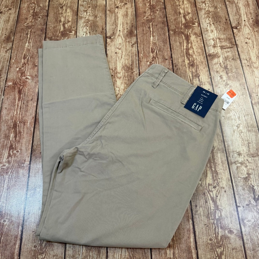 Gap Skinny Chino Pants Mens 38x32 Khaki Tan Stretch Casual NWT
